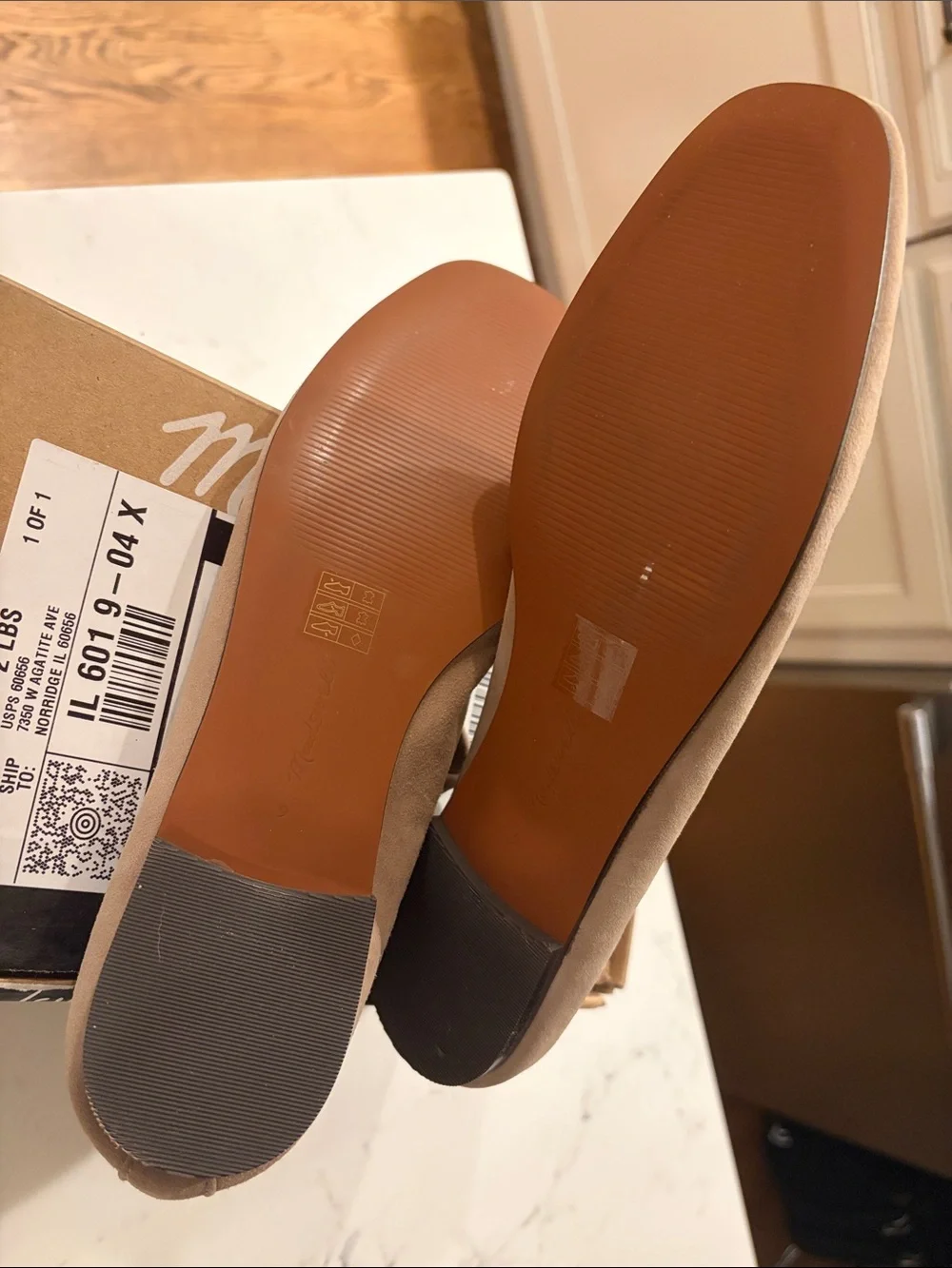 Madewell Driftwood Suede Mary Jane Ballet Flats